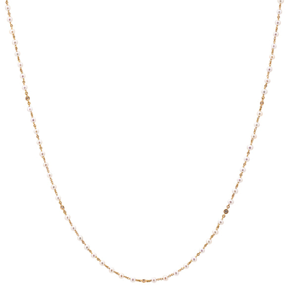 Necklace pearls, 45 cm, cashmere gem, clip, 10 cm, small, rose gold