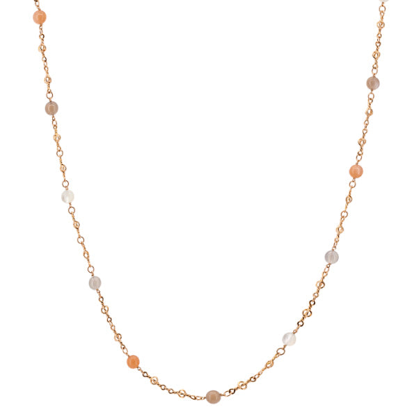 Necklace Cashmere, 11 moonstones, 45 cm, rose gold