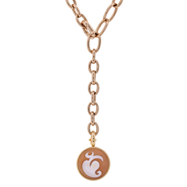 Necklace Fantasy, 50 cm, cashmere gemstone, clip, 15 cm, large, rose gold