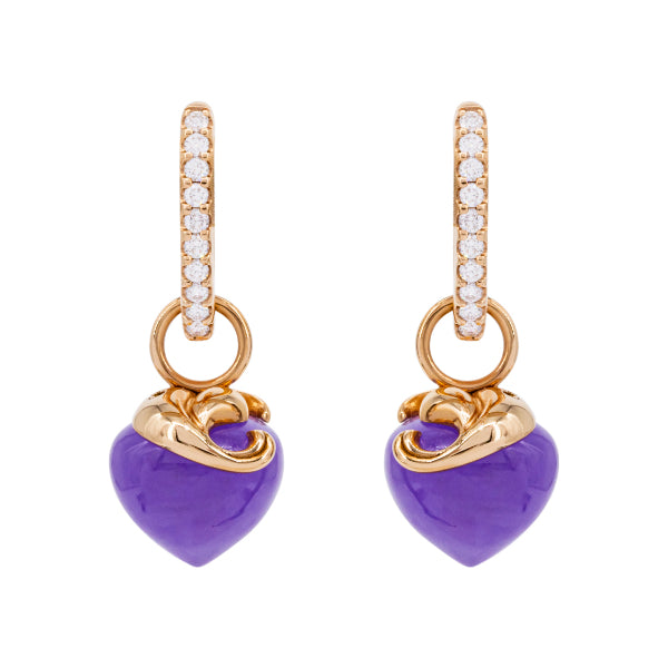 Ohrschmuck Lavendel Jade, 9 mm, weisse Brillanten, Rosegold