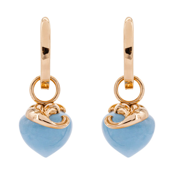 Aquamarine Milky earrings, 12 mm, rose gold