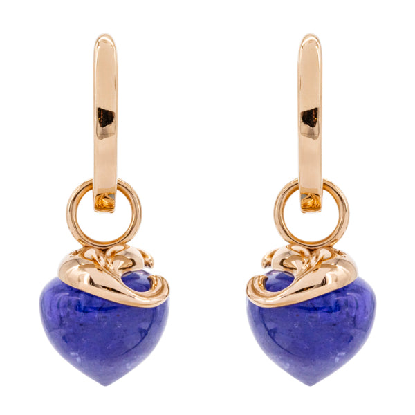 Tanzanite earrings, 12 mm, rose gold
