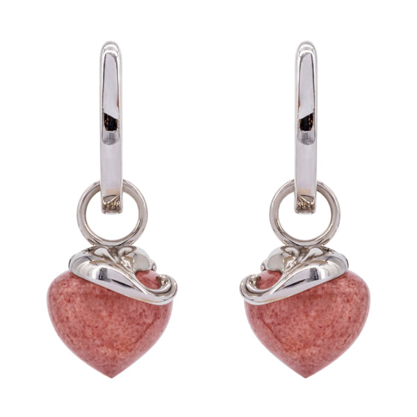 Ohrschmuck Erdbeerquarz, 12 mm, Weissgold