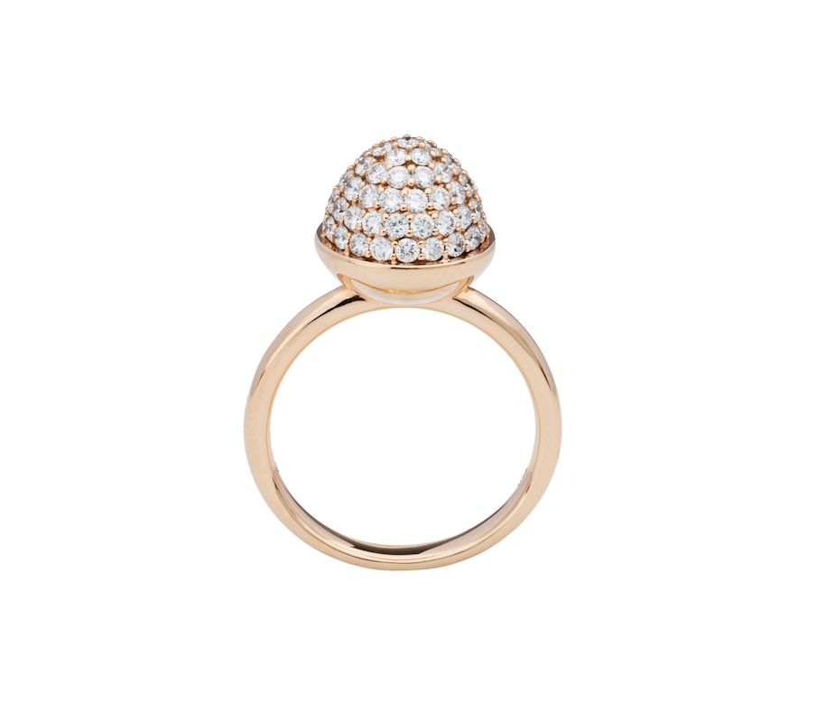 Ring Mondstein orange, grau, Ring mit Brillanten, gross, 10 mm, mit & ohne Brillanten, Rosegold