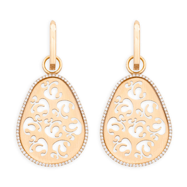 Aldusblatt cocktail earrings, rose gold pendant, diamond wreath, hoop earrings without diamonds, rose gold