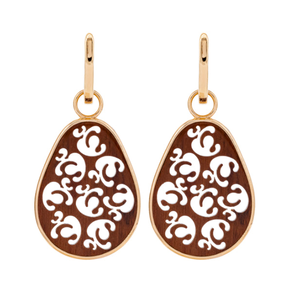 Aldusblatt cocktail earrings, ebony, hoop earrings without diamonds, rose gold