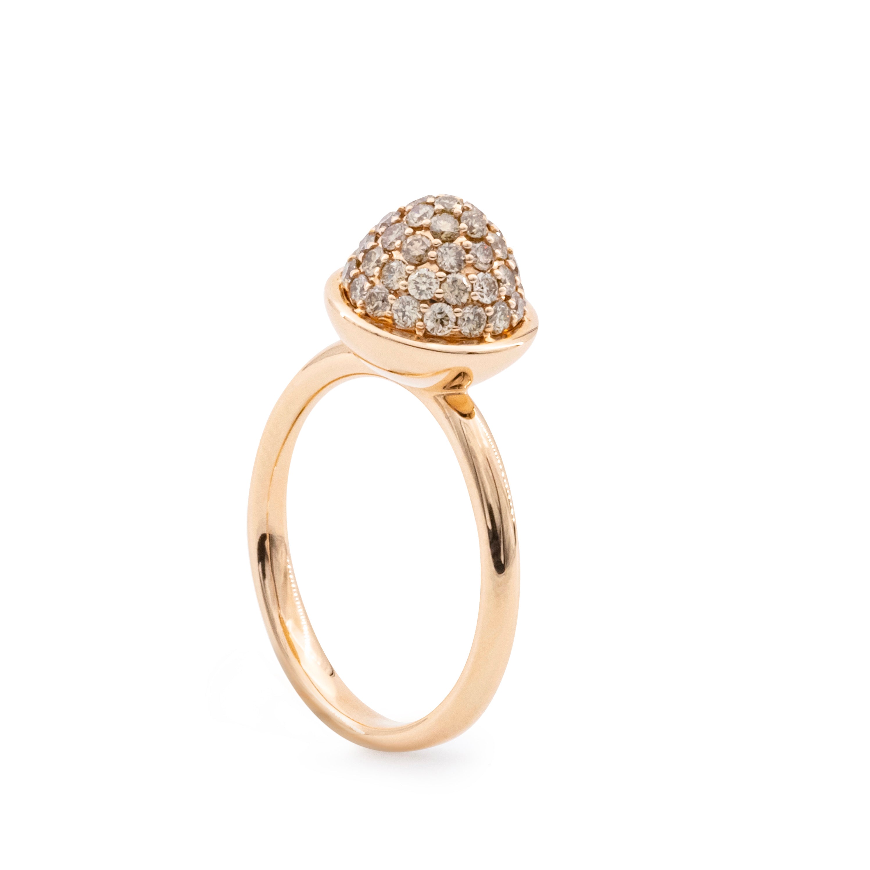 Diamond ring, small, brown diamonds, rose gold