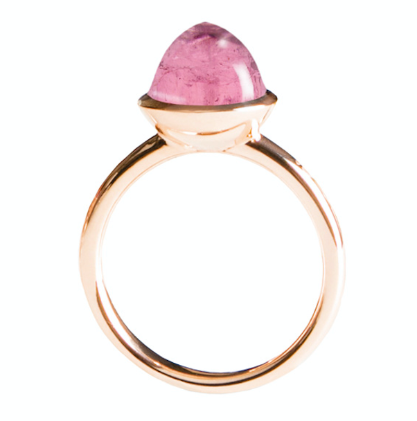 Ring Turmalin pink, klein, 8 mm, Brillanten, Rosegold
