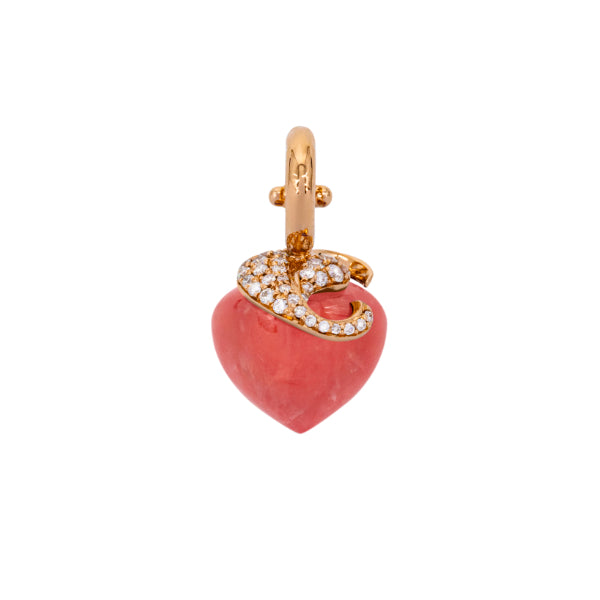 Rhodochrosite pendant, 9 mm, diamonds, rose gold