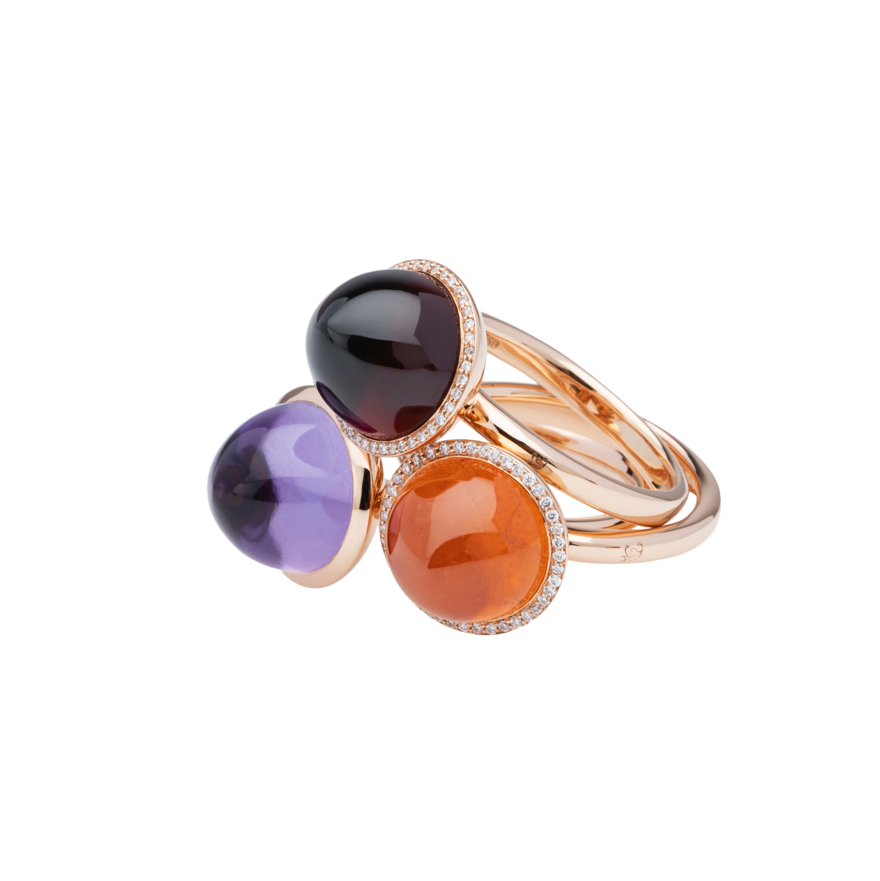 Ring Amethyst, Mandarin Granat, Granat, gross, 10 mm, mit & ohne Brillanten, Rosegold