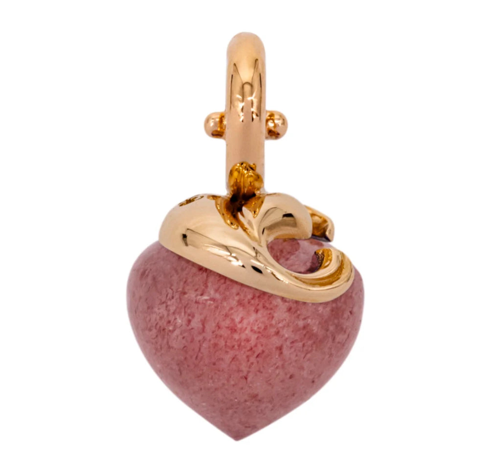 Strawberry quartz pendant, 15 mm, rose gold