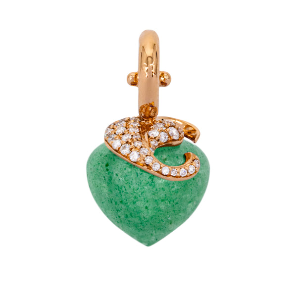 Aventurine pendant, 12 mm, diamonds, rose gold
