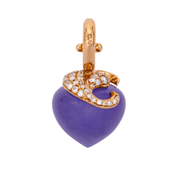 Anhänger Lavendel Jade, 12 mm, Brillanten, Rosegold