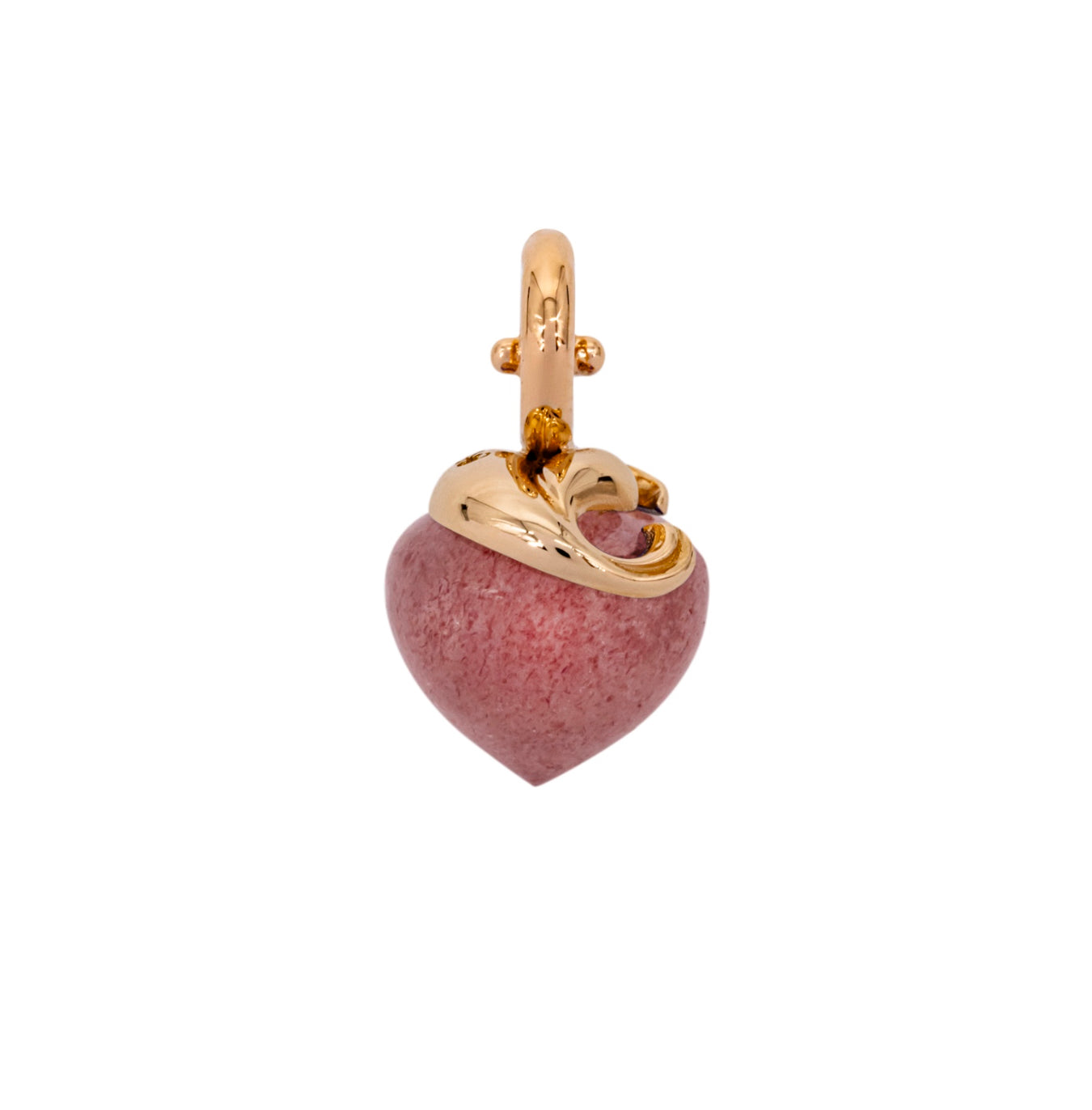 Strawberry quartz pendant, 9 mm, rose gold