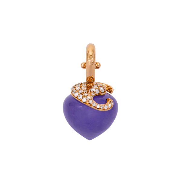 Lavender Jade pendant, 9 mm, diamonds, rose gold
