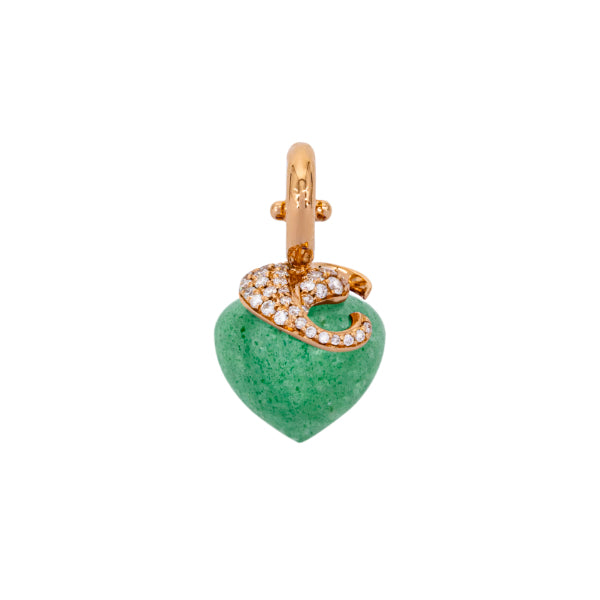 Aventurine pendant, 9 mm, diamonds, rose gold